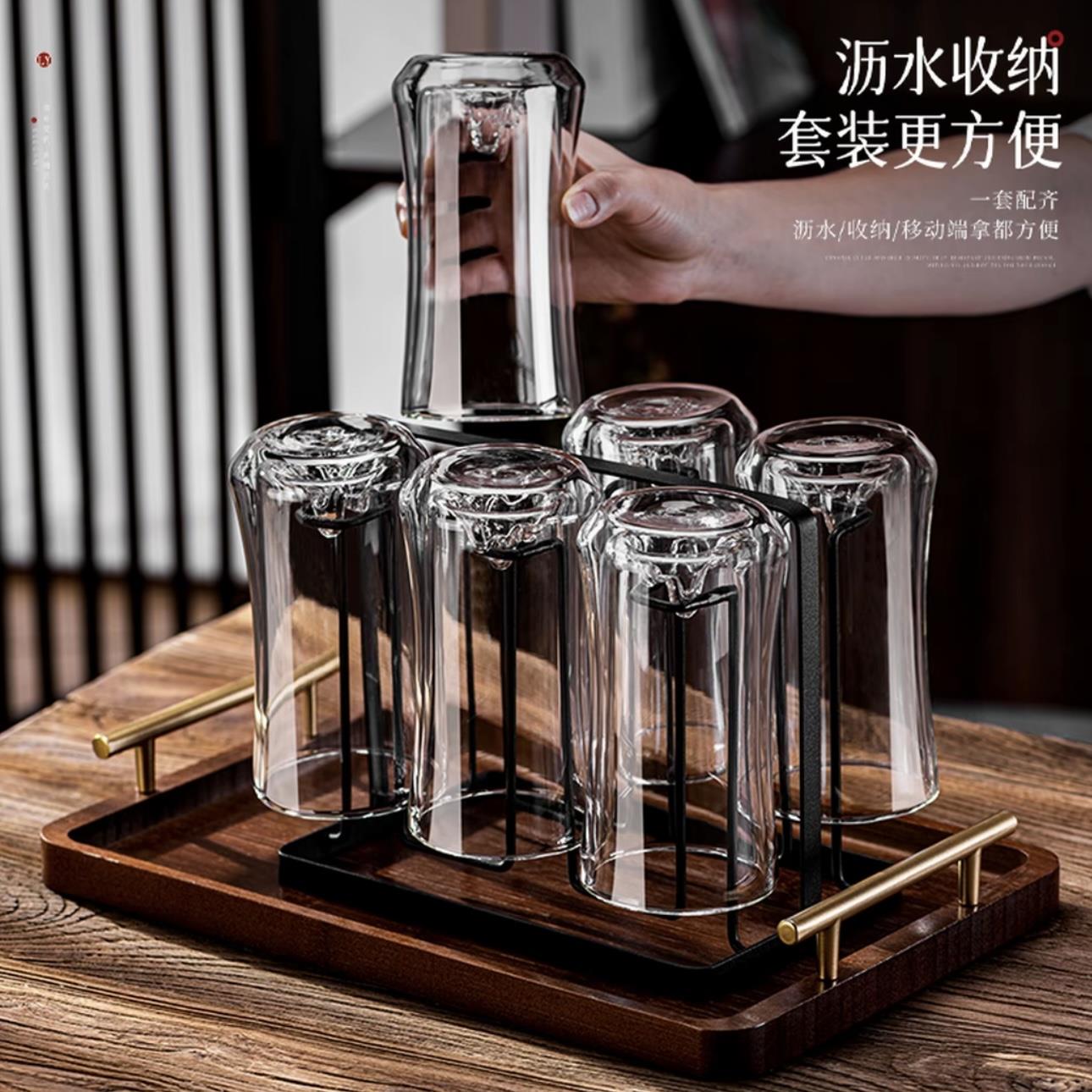 观山双层玻璃杯家用套装耐高温隔热泡绿茶杯高档客厅待客喝水杯子