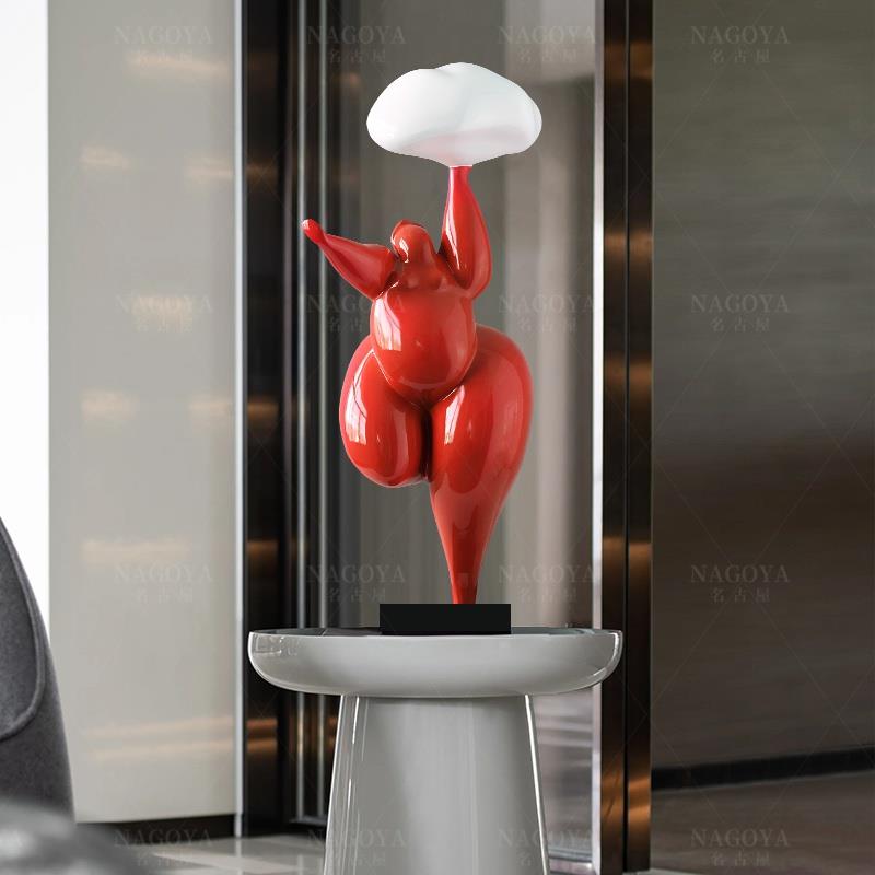 云朵抽象风韵胖妞人物雕塑摆件家居客厅玄关创意人形艺术软装饰品