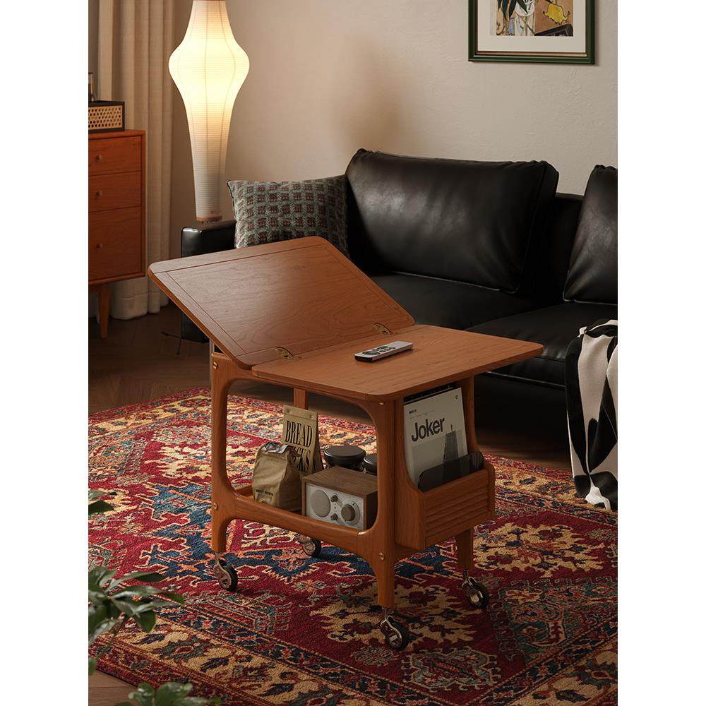 实木茶几家用客厅小推车中古多功能小户型可移动折叠茶几沙发边几,住宅家具,移动边几/推车,淘宝优惠券,粉丝福利购,淘宝优惠卷