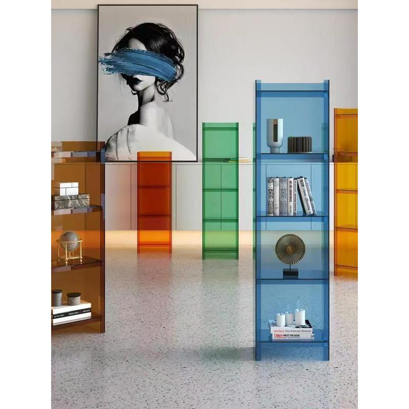 亚克力书架双拼色落地置物架客厅展示架收纳储物柜多层杂志绘本架