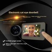 智能电子猫眼4.3寸屏视频门铃防盗门中性门镜高清广角夜视摄像头