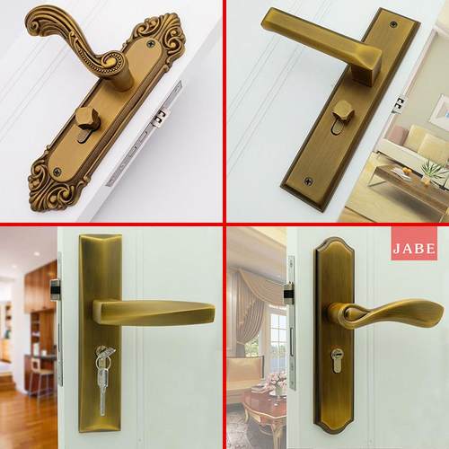 加厚铝合金黄古铜色铝合金房门锁 小50锁体木门室内静音锁具更换