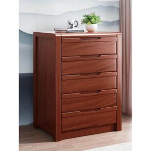 全实木胡桃木五斗柜储物收纳卧室简约现代抽屉式六斗橱柜整装包邮