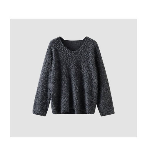 《丽丽姐专享》百搭加长毛巾绣工艺纯色针织上衣 QXJJ064X