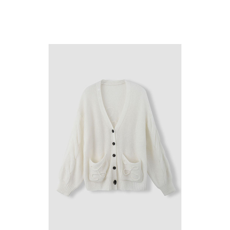 【米粒推荐】双口袋针织开衫纯色优雅多色 YXZM039X