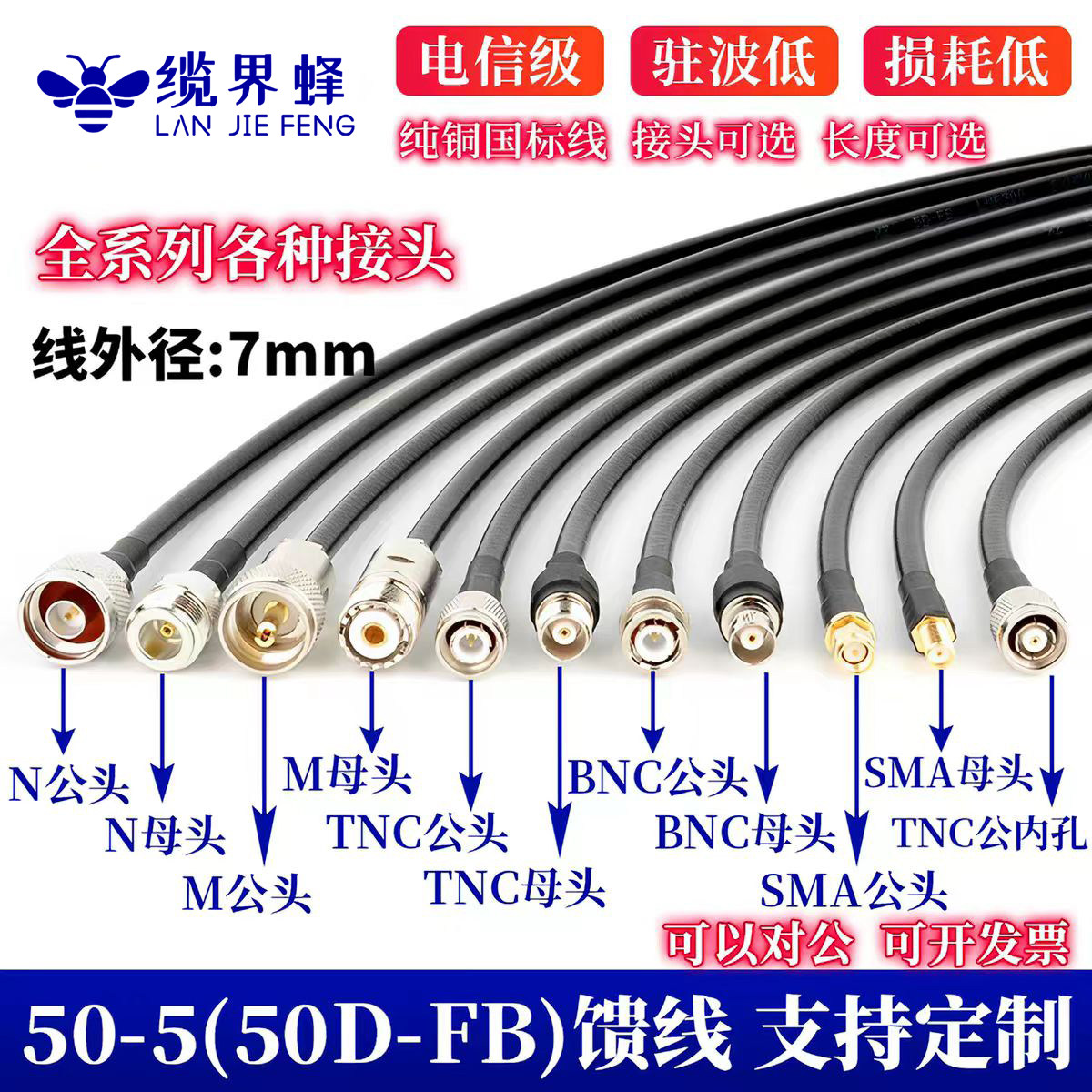50-5馈线50欧低损室外跳线5d-fb同轴电缆路由网卡天线连接延长线