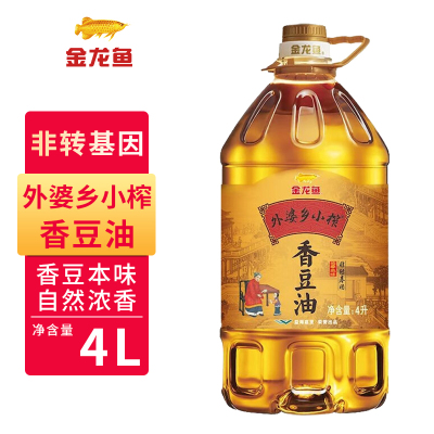【非转基因】金龙鱼外婆乡小榨香豆油4L*1桶装压榨家用食用油正品