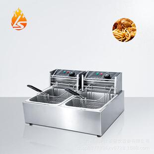 台式双缸双筛电炸炉商用食品油炸机炸鸡薯条麻花鸡排摆摊电炸锅机
