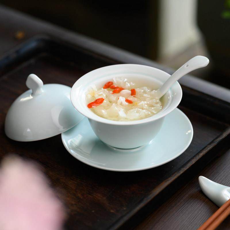 山水一间带盖子汤碗燕窝汤盅装鲍鱼海参炖汤碗景德镇陶瓷宋式餐具,餐饮具,碗,淘宝优惠券,粉丝福利购,淘宝优惠卷