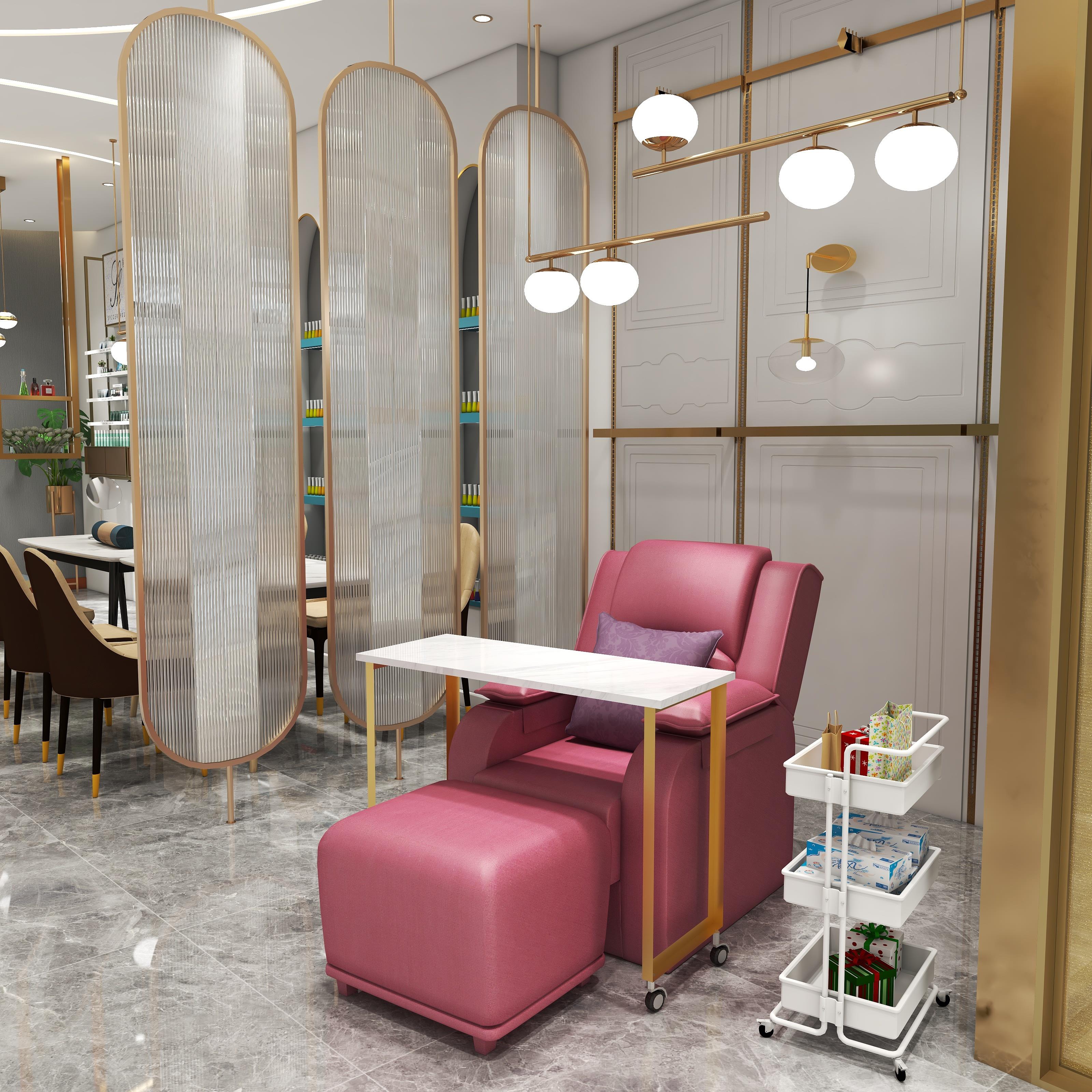 单层美甲桌子轻奢配套美甲沙发桌简约大理石美甲台可移动美甲桌