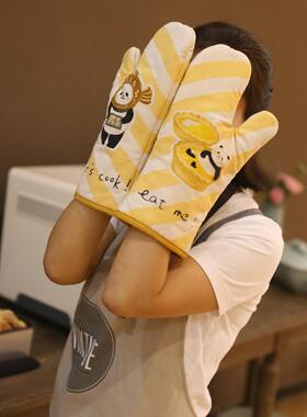 GREVY可爱棉制烘焙手套烤箱专用手套厨房微波炉防烫加厚隔热手套