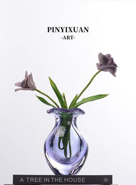 品一轩紫色大肚花口花瓶轻奢简约高级感琉璃花瓶家居商业送礼花器