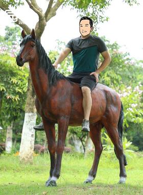 玻璃纤维马雕塑彷真马模型户外庭院子花园商场美陈园林景观大型装