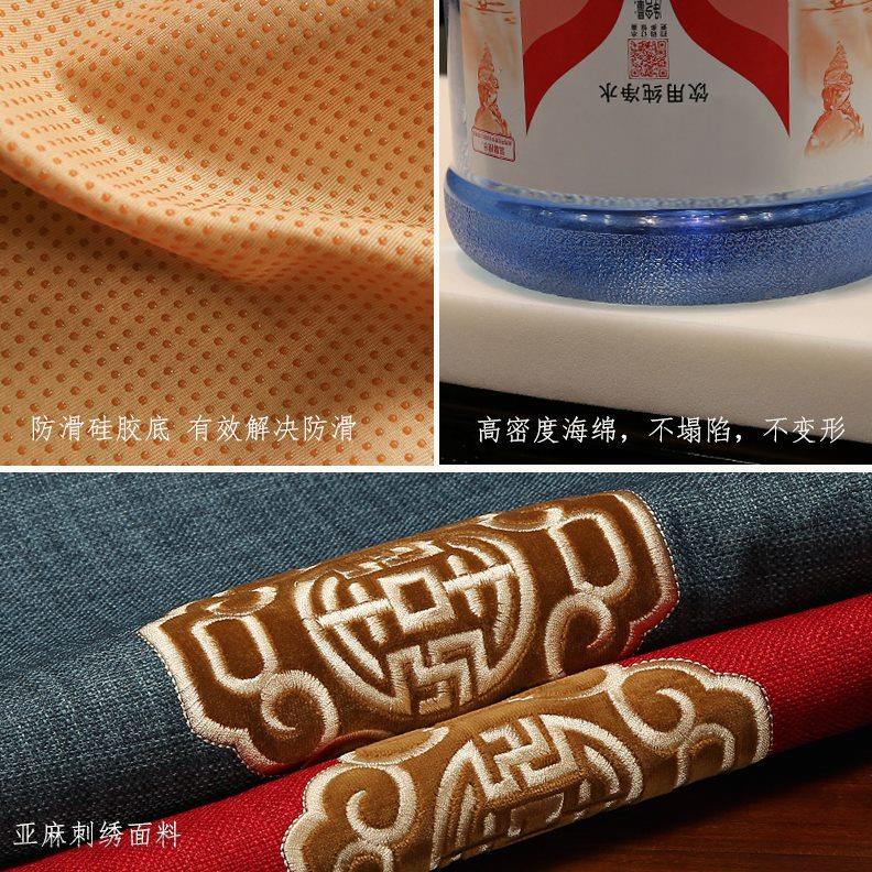 中式红木沙发坐垫古典亚麻刺绣实木家居圈椅餐椅茶桌椅子座垫定制
