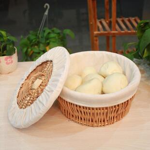 藤编收纳家用馒头筐竹编带盖子鸡蛋篮柳编圆形水果厨房食品保温小