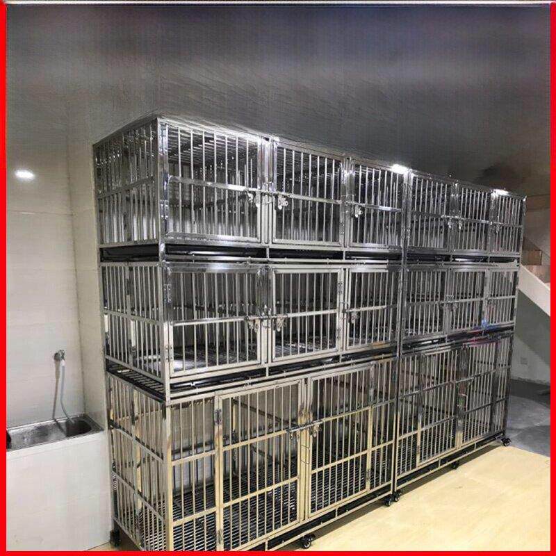 不锈钢折叠双层三层大型犬笼和中型犬笼组合婆婆笼宠物店繁殖和寄