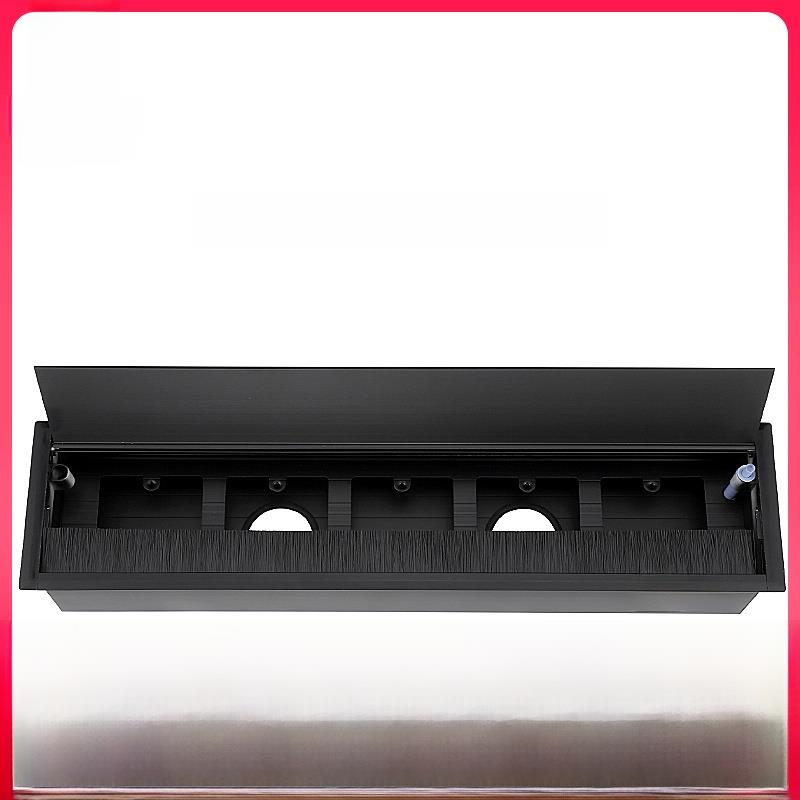 合金穿线盒86型线盒办公会议桌面走线孔盖带毛刷孔盒可安装86面板