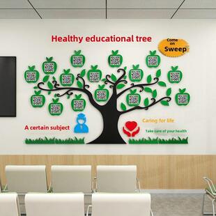 医院科室门诊护士站前台健康宣教树墙贴画二维码照片文化墙面装饰