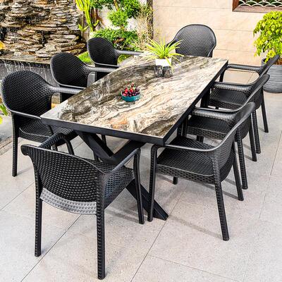 户外桌椅岩板桌庭院露台别墅室外花园家用休闲 院子防水防晒塑料