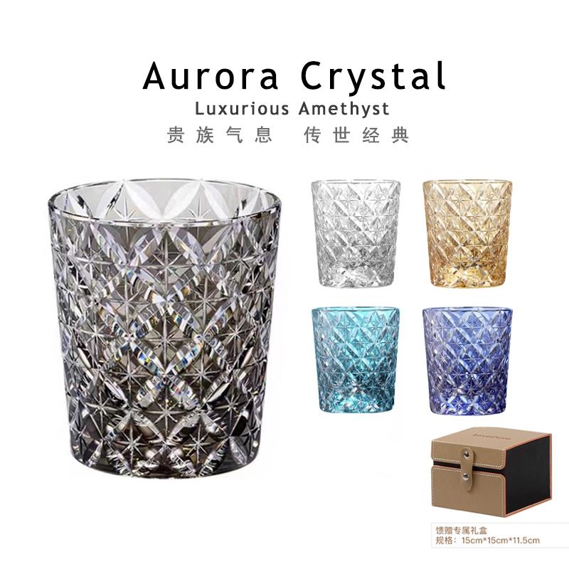 日式江户切子威士忌杯 手工水晶玻璃杯 七宝切子对杯礼盒