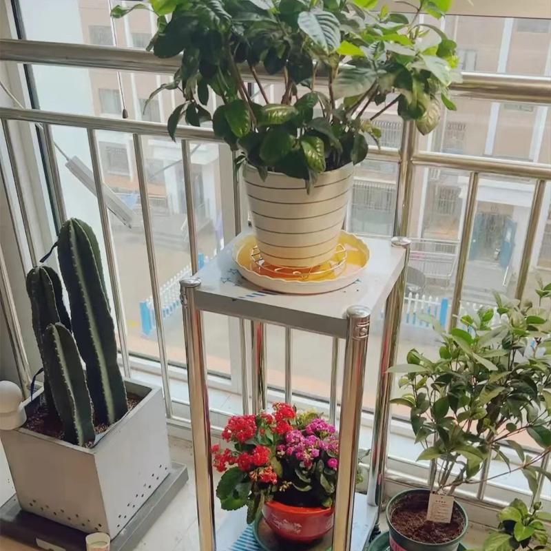 不锈钢花架盆景盆栽放花阳台户外花架可带轮多层花盆架子落地简约
