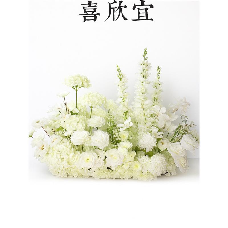 多巴胺森系婚礼仿真花排婚庆布置桌花摄影道具门店橱窗花艺装饰