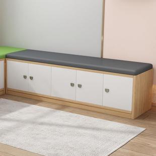 幼儿园早教中心多功能儿童换鞋收纳长条凳皮凳舞蹈室用软包长凳