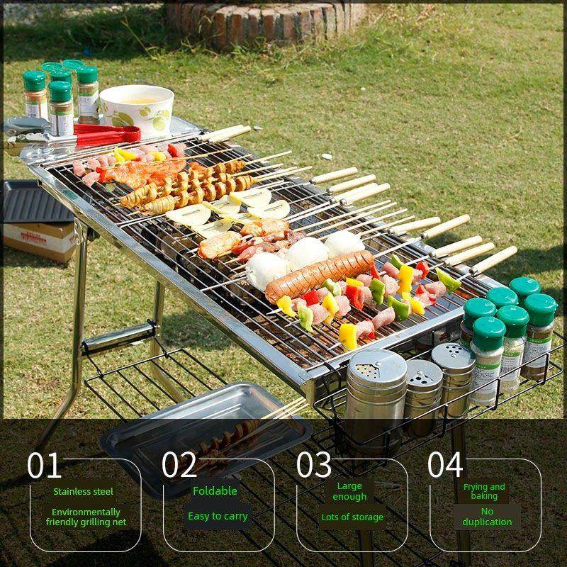 户外烧烤架不锈钢烧烤架大型烧烤架便携式烧烤架可折叠烧烤工具,厨房/烹饪用具,烧烤炉,淘宝优惠券,粉丝福利购,淘宝优惠卷
