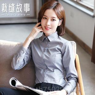 O业方领L白色衬衣女大码 20衬24春季 新款 工 正装 女长袖 高档白衫 职装