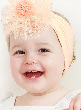 2022欧美新款网纱星星花朵发带 婴幼儿宝宝尼龙头巾头饰Babyhead
