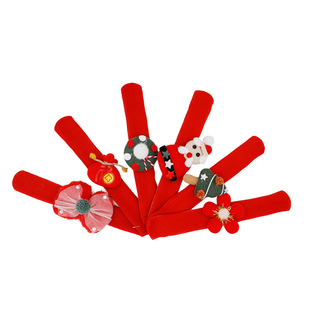 新年啪啪圈圣诞树铃铛福袋蝴蝶结少儿手环玩具毛毡可爱小红花定制