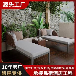 户外休闲躺床沙滩游泳池阳台海边阳光房度假酒店贵妃双人民宿躺椅