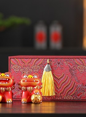 招财风狮爷国风客厅办公室石狮子桌面工位装饰招财摆件高级感小众