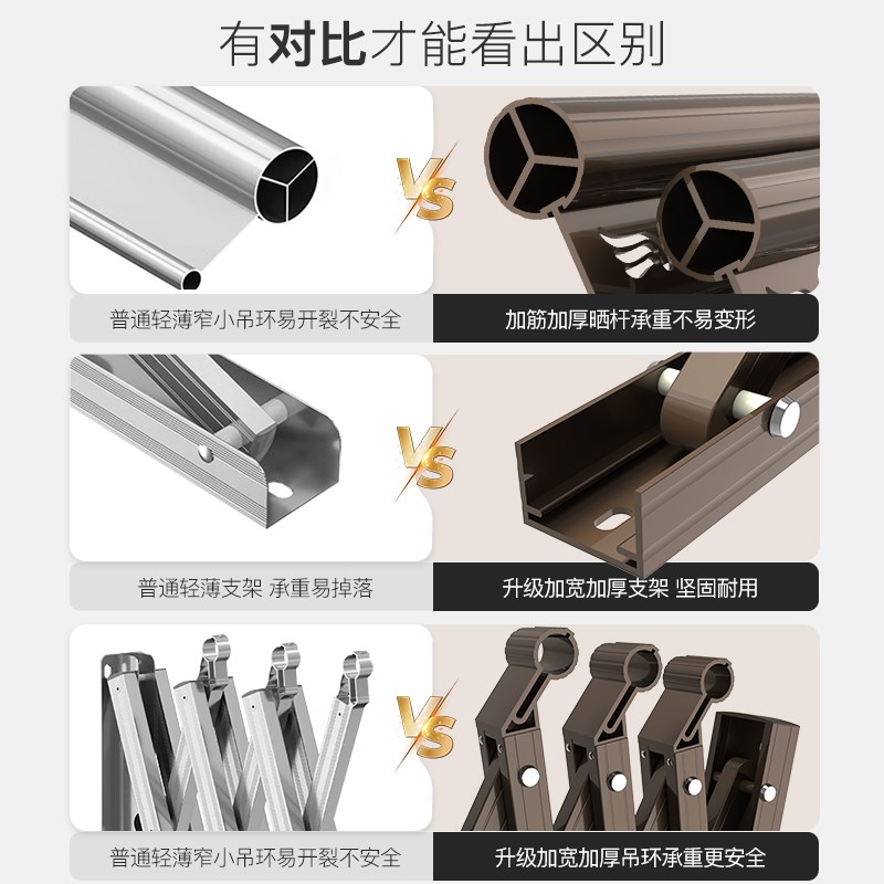 伸缩晾衣杆可折叠推拉式阳台家用晒被子神器室外户外飘窗晾晒衣架