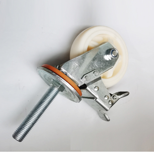 M20重型加长丝杆轮尼龙耐磨万向轮螺纹机械承重刹车脚轮子可定制