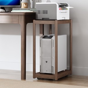 实木台式电脑主机万能收纳多层置物增高底座托盘带滑轮机箱柜托架