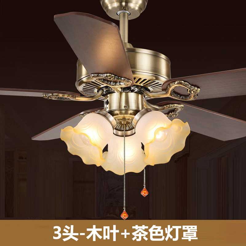 美式客厅吊扇灯 风扇灯60寸大风力欧式仿古复古带电风扇的吊灯