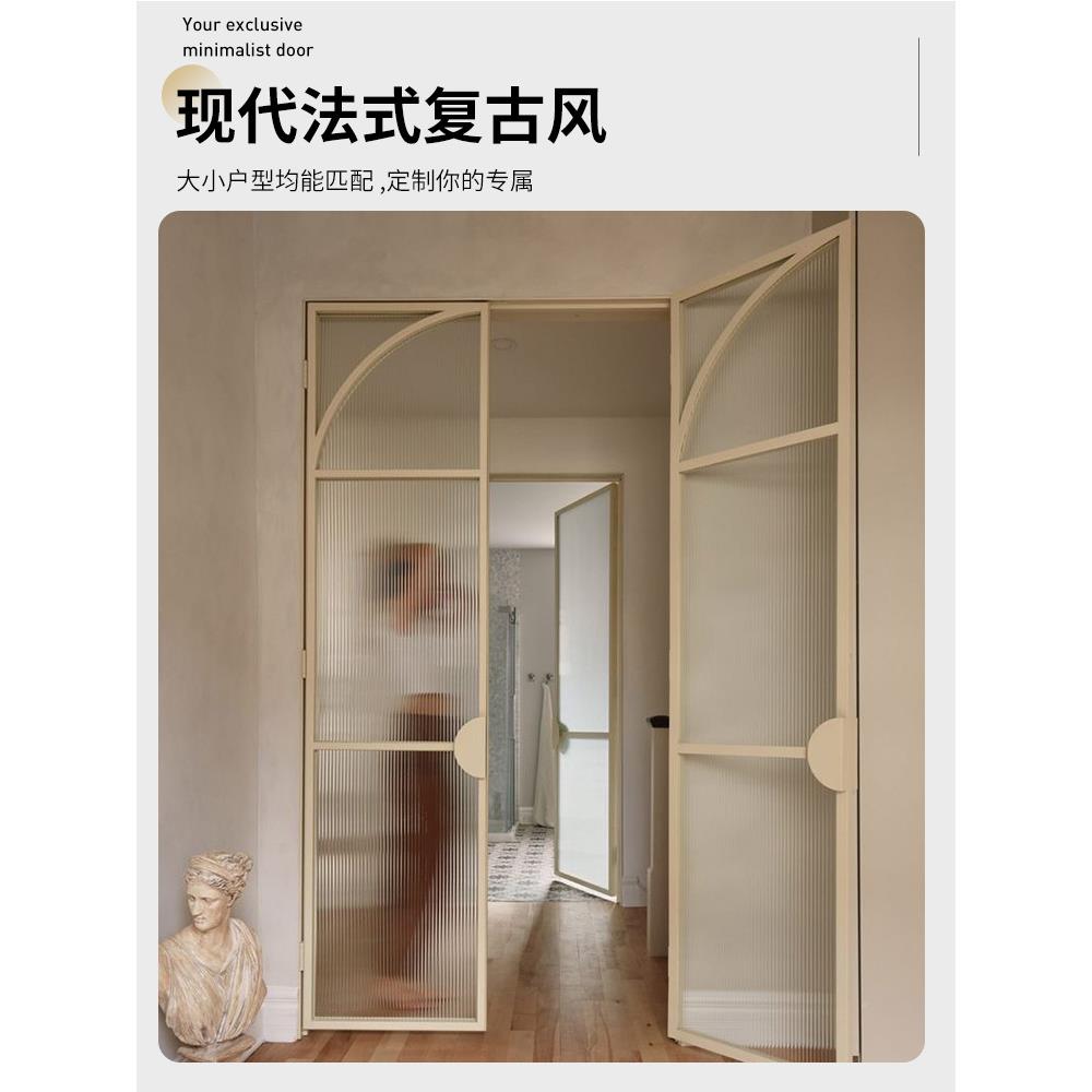 法复式小清新756法式简古折门海棠叠极花玻璃平开门厕所一体式