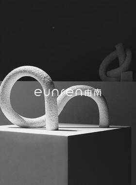 简桌约代白黄树脂创意缠现绕摆件板房样间客厅茶几书房面ENC软装