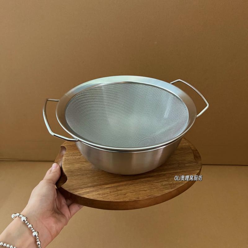 ins面粉筛304不锈钢筛子圆形过滤网筛粉神器烘焙60目细漏网筛面箩