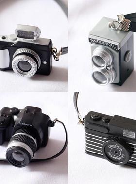 娃娃屋仿真迷你背带相机346分BJD娃娃可用复古单反蛋糕装饰小摆件