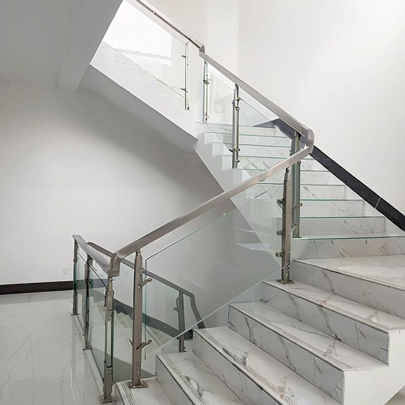 304不锈钢楼梯立柱扶手玻璃栏杆内卡槽方管护栏阳台农村自建房