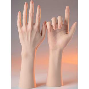 手模型硅胶美甲练习假手模特珠宝拍照道具带骨骼手模可动仿真足模