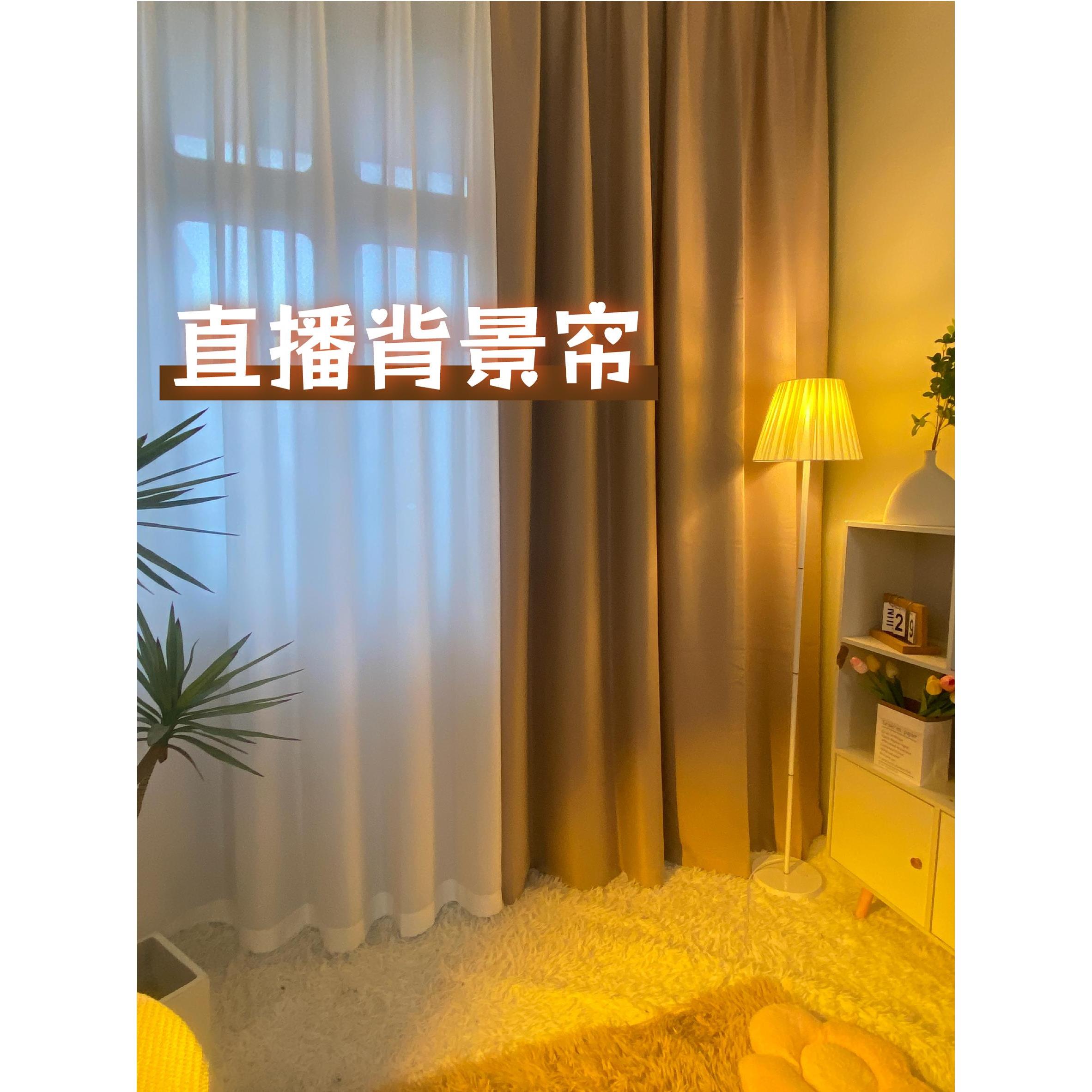 直播背景窗帘布免打孔魔术贴主播背景布粘贴款网红女主播遮光背景