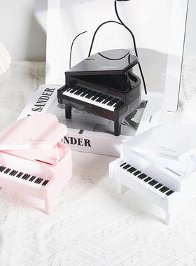 少女心迷你钢琴摆件抓周钢琴拍照道具桌面装饰存钱筒假钢琴道具