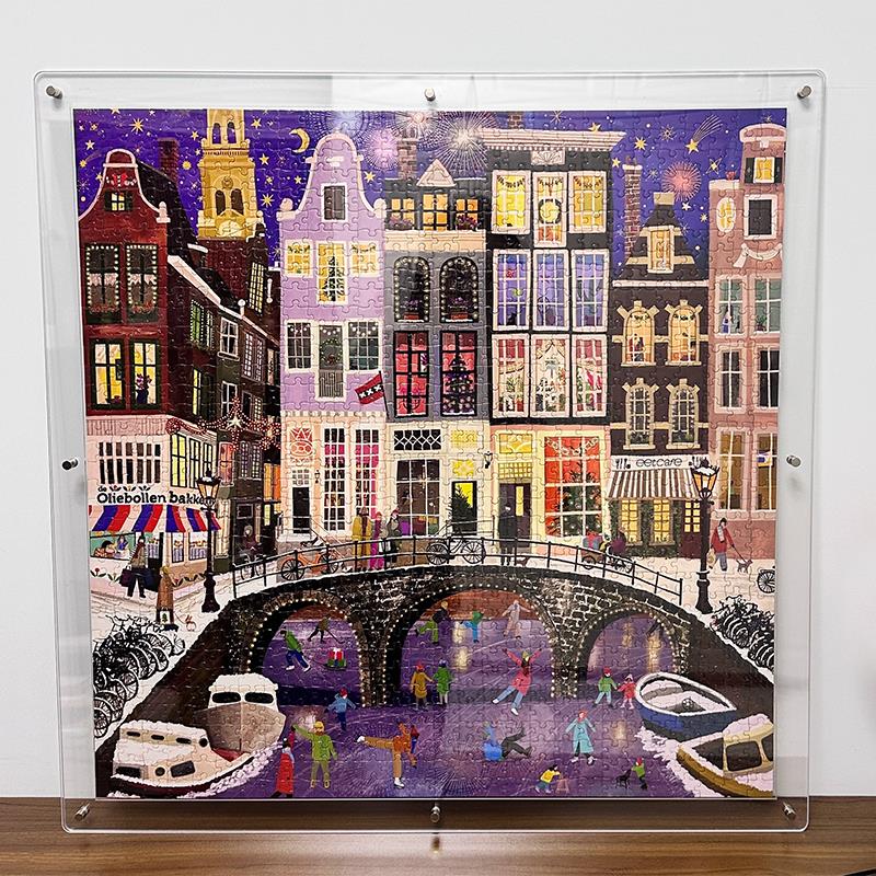 亚克力透明拼图框1000片画框双面50*70透光框架双面可视拼图框