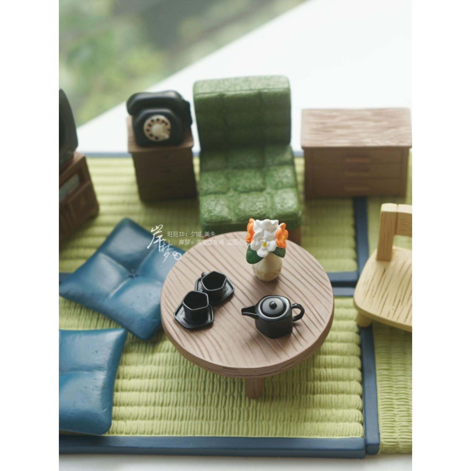 矮桌迷你小屋榻榻米椅子坐垫桌子日式微缩家具模型场景治愈摆件