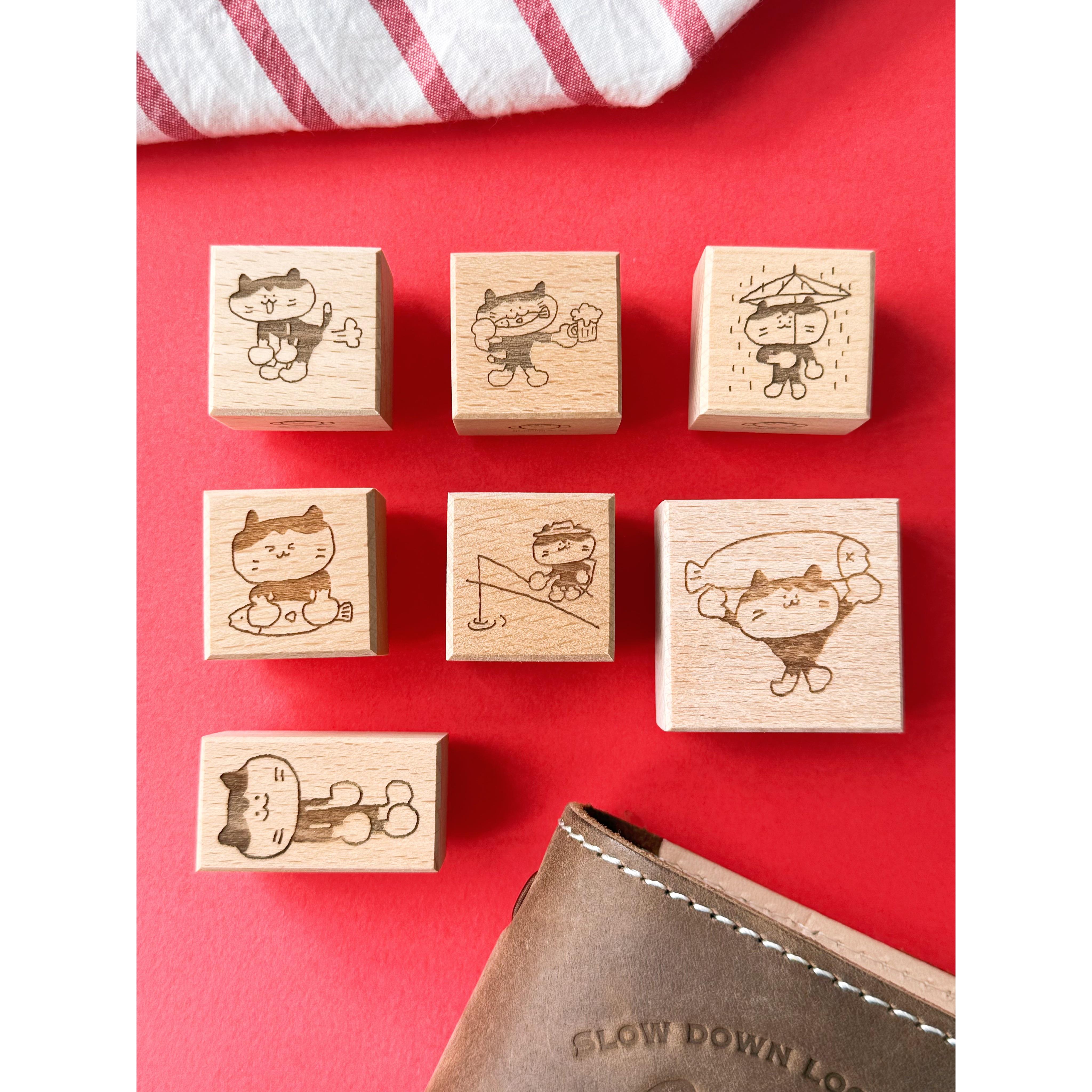小大猫【第二弹】手帐木质树脂印章日常实用｜丢丢原创文创