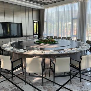 餐厅包间电动大圆桌饭店会所宴会桌高档包厢大餐桌岩板隐形火锅桌