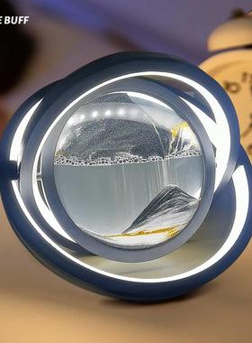 创意解压3d立体流沙画 画桌面摆件沙漏台灯轻奢乔迁新居生日礼物